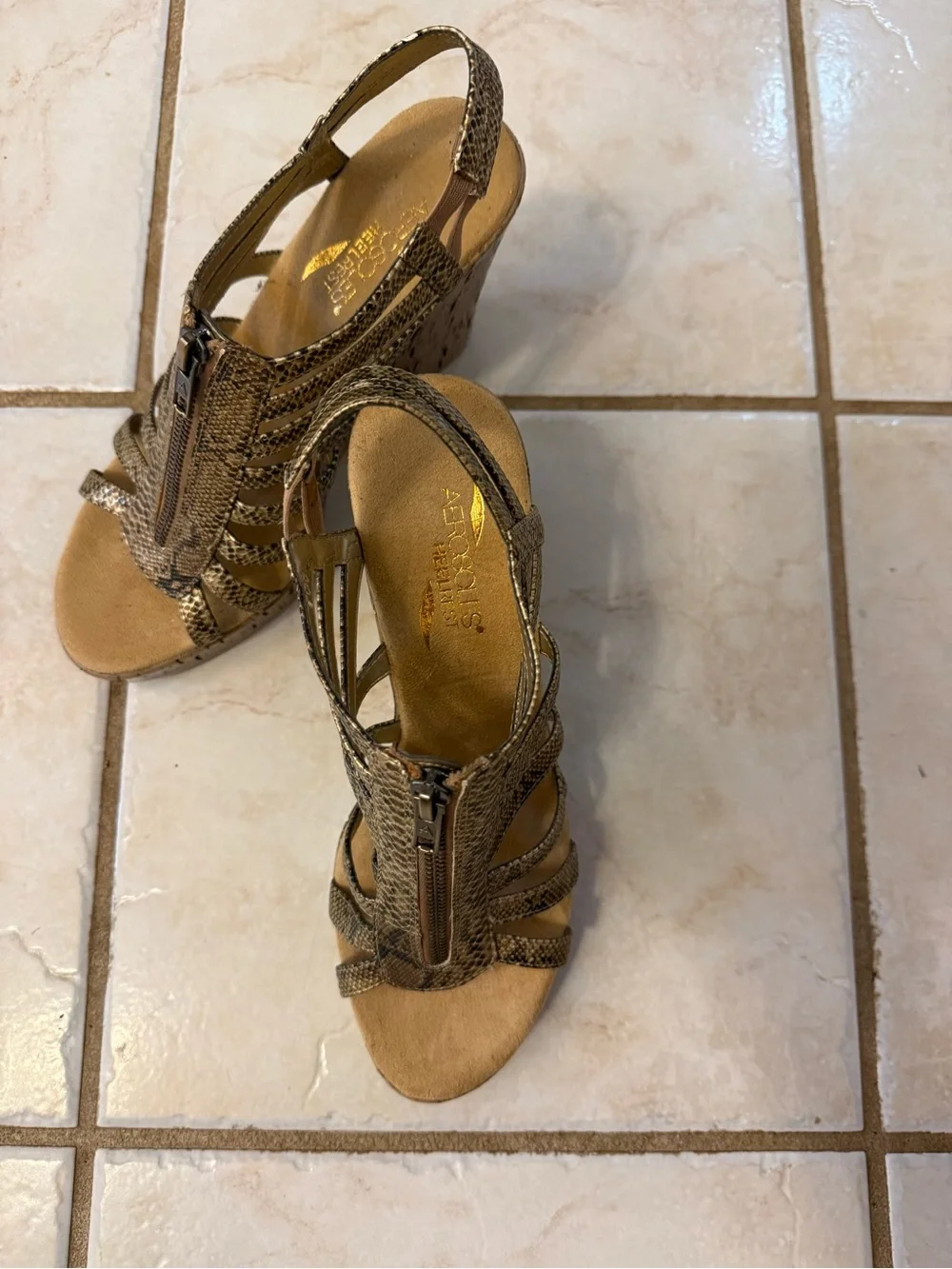Aerosoles vintage Metallic Gold Wedge Sandals for Women